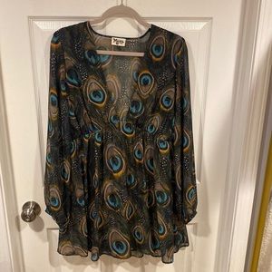 Show Me Your MuMu peacock print dress. Large.